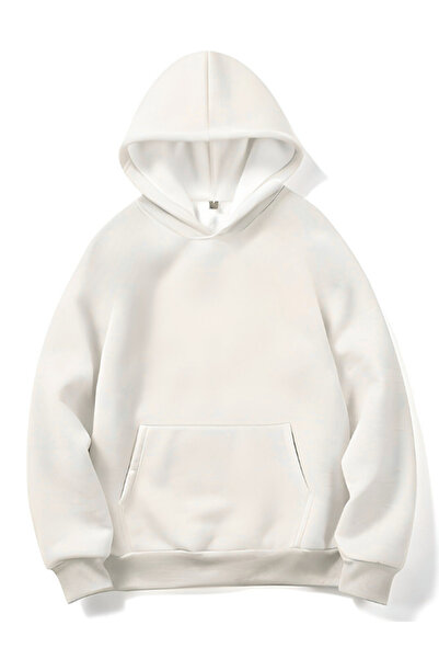 MOONBULL Unisex 3 Thread Inner Cotton Hooded Low Sleeve Oversize Kangaroo Pocket Sweatshirt