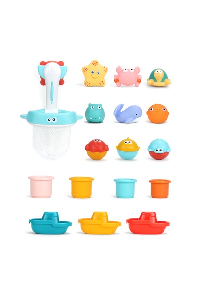 huanger - مجموعة ألعاب استحمام ودش للأطفال - 17 قطعة