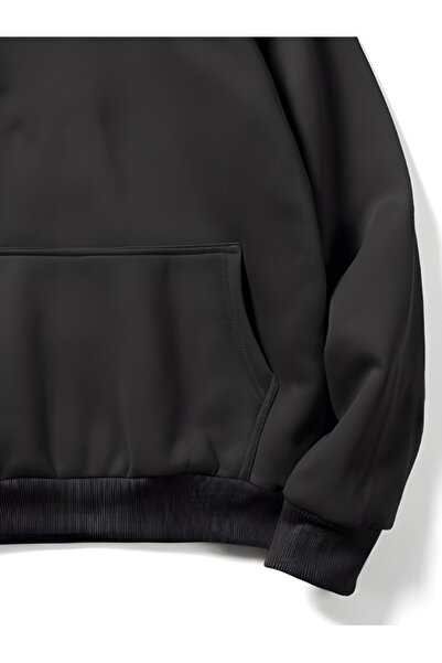 MOONBULL Unisex 3 Thread Inner Cotton Hooded Low Sleeve Oversize Kangaroo Pocket Sweatshirt