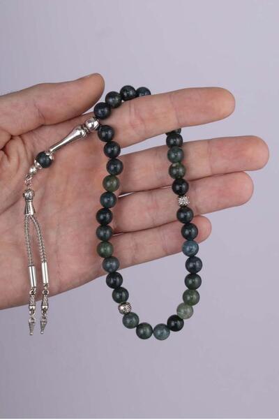 Gümüş Pazarım Green Translucent Agate Stone Natural Stone Prayer Beads