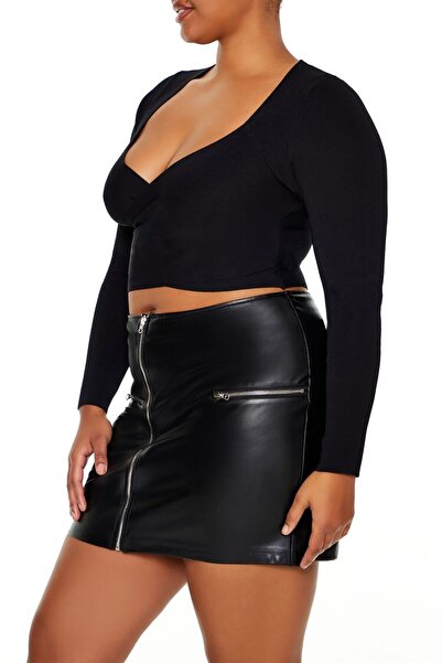Forever 21 Plus Size Kruvaze Yaka Bluz