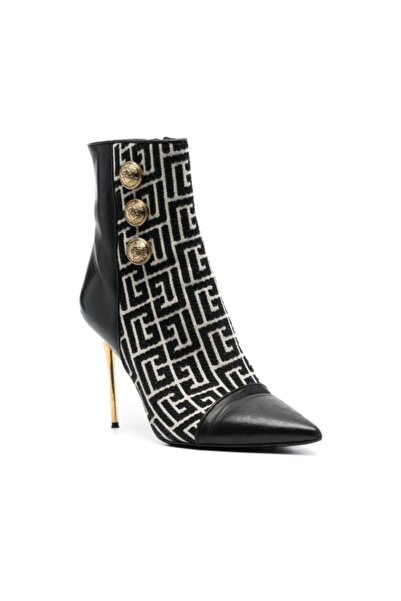 BALMAIN RONI MONOGRAM JACQUARD ANKLE BOOTS