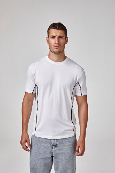 relactive Ανδρικό μπλουζάκι με κοντό μανίκι με αντίθεση ραφής Modal Basic C7T3N6O1