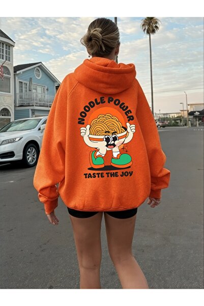 ArtYus Unisex Noodle Power Colorat Special cu imprimeu Bumbac supradimensionat cu glugă Swea tricou