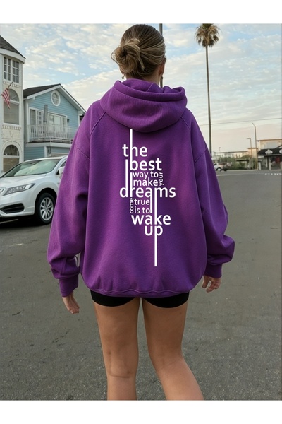 ArtYus Unisex Dreams Text colorat special cu imprimeu bumbac supradimensionat...