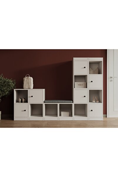 Nettrends 6 Kapaklı Modüler Oturaklı Ayakkabılık Seti Basamaklı Çok Amaçlı Ho...