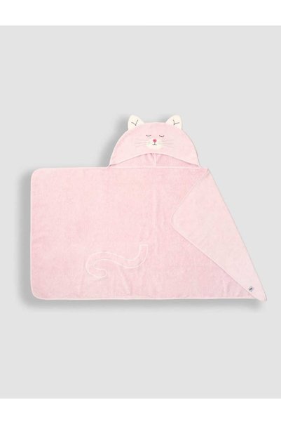 PAMUK HANIM Outlet 100% Cotton Baby Girl-Child Bath Towel Swaddle Large Size 130X70Cm Pink/Cat