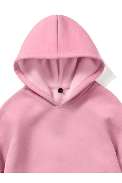 MOONBULL Unisex 3 Thread Inner Cotton Hooded Low Sleeve Oversize Kangaroo Pocket Sweatshirt