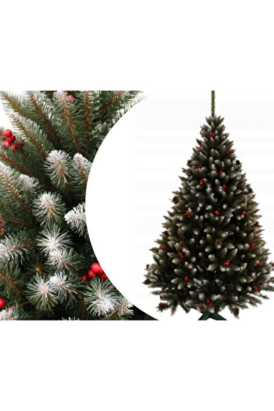 Selgot Brad artificial de Crăciun cu conuri și fructe roșii, 180 cm