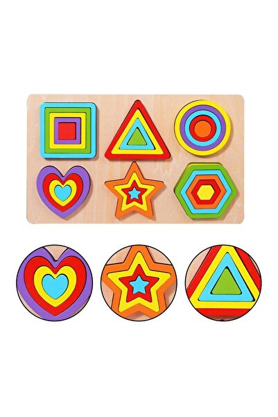 OEM Puzzle incastru 3D cu 6 forme geometrice tip curcubeu