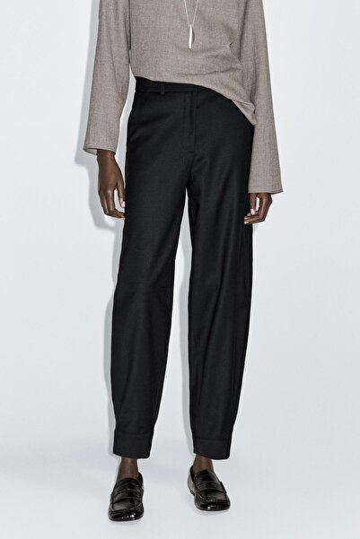 Massimo Dutti Tokalı yün karışımlı pantolon