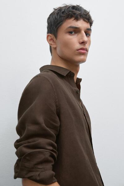 Massimo Dutti %100 keten slim fit gömlek