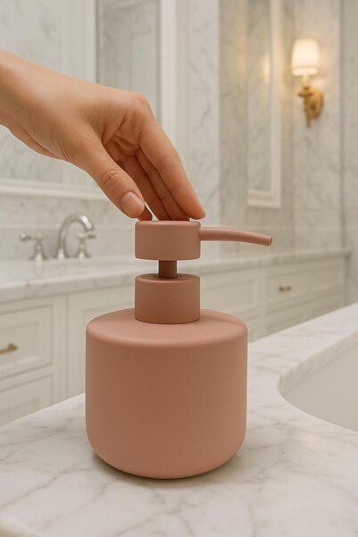 isra kristal Pink Matte Glass Liquid Soap Dispenser – Modern Pump Bathroom Ac...