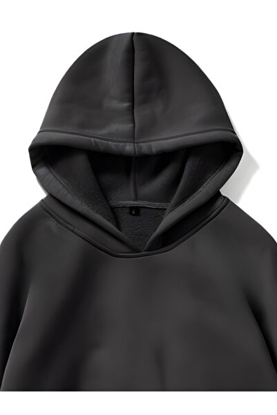 MOONBULL Unisex 3 Thread Inner Cotton Hooded Low Sleeve Oversize Kangaroo Pocket Sweatshirt