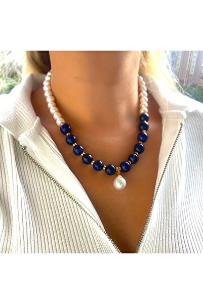 SIC MODA Colier Lapis Lazuli cu Perle 6109