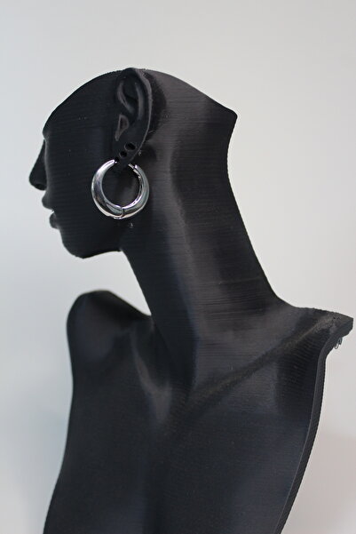 Nefi Jewelry Gümüş renk bombeli küçük boy halka küpe