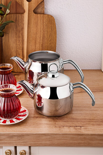 Perotti Tahtakale Induction Base Mini Steel Teapot Set 0.80Lt - 1.20Lt