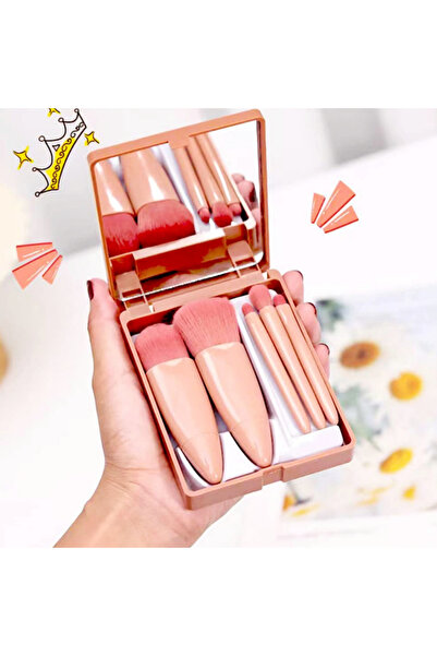 Mugan Custom Mirrored 5-Piece Makeup Brush Set Travel Mini Size Portable Soft...