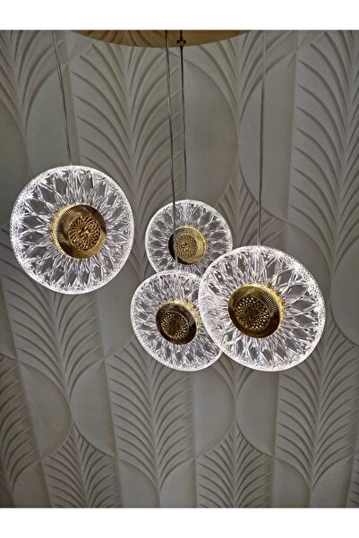 ZM AYDINLATMA Şık Tarz Modern LED Avize Gold Ledli Salon Avize