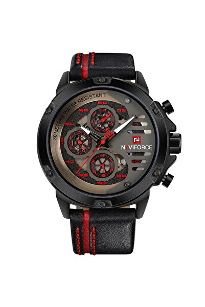 Naviforce Ceas bărbătesc sport casual analogic cuarț cronograf roșu