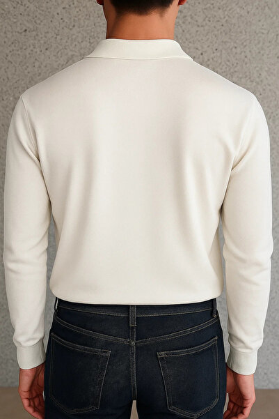 SILVANO Men's Long Sleeve Half Zip White Sweatshirt