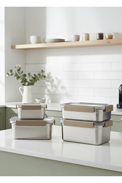 Lock & Lock LocknLock Paslanmaz Çelik Fırın Saklama Kabı 4’lü Set ( Kilitli K...