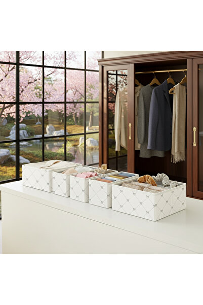 Textia Home 6-Drawer Cabinet Organizer Box Shelf Set Baby Item Children's Room Bathroom Organizer/Bow