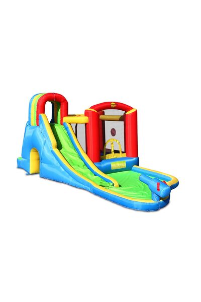 Happy Hop Saltea gonflabila Splash Wave, spatiu de catarat, loc joaca cu bile, tobogan, tun apa, cos baschet