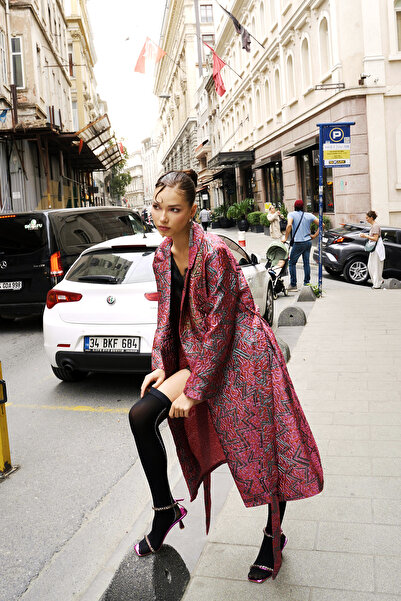 Mita Concept Brocade Fabric Pink Patterned Jacket Kimono