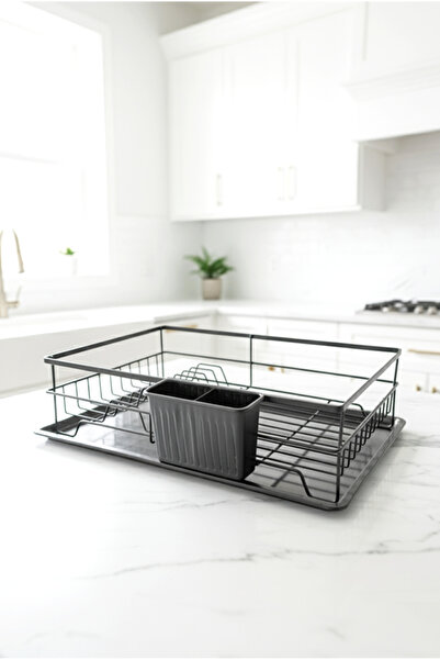 FH finehome Cremma Tek Katlı Metal Bulaşıklık Siyah