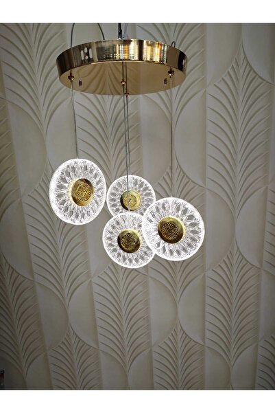 ZM AYDINLATMA Şık Tarz Modern LED Avize Gold Ledli Salon Avize