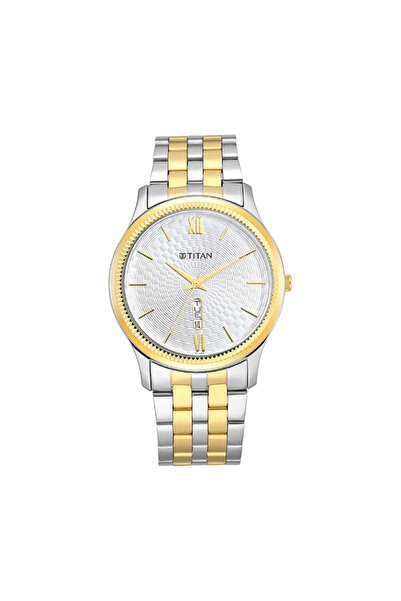 Titan Men's Analog Silver White Dial Watch - 1824BM02