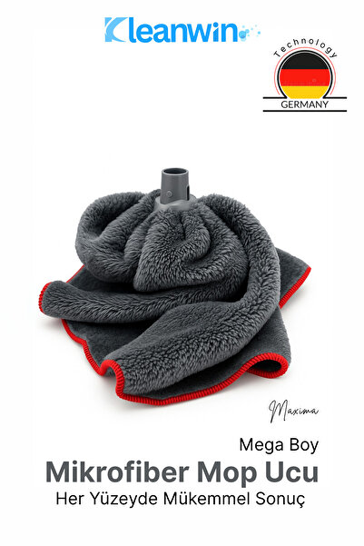 Kleanwin Maxima Gri Mega Boy Mikrofiber Havlu Mop Ucu – Yer Silme Mopu, İz Bı...