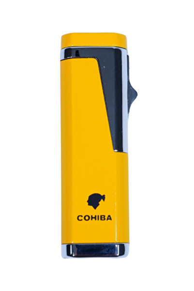 COHİBA 3 Torch Pürmüz Sarı Karbon Desenli Puro Çakmağı