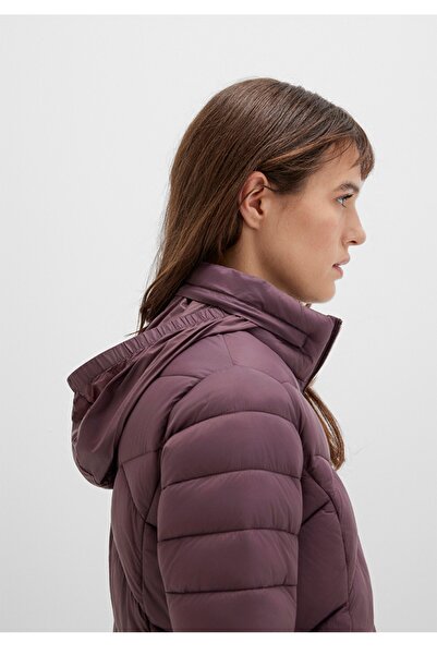 Mavi dik yaka slim fit şişme mont