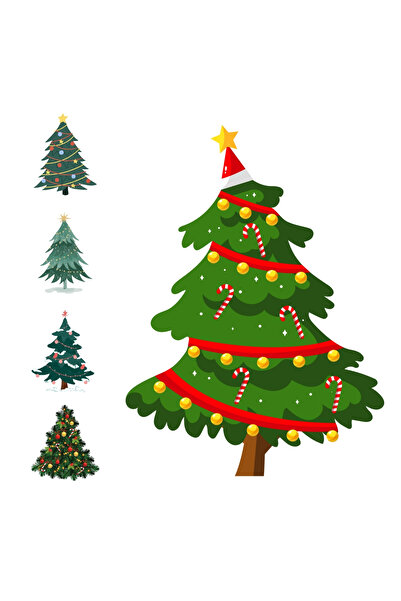 Bimotif ملصق رأس السنة، أشجار الصنوبر، 875 قطعة (25 ورقة)