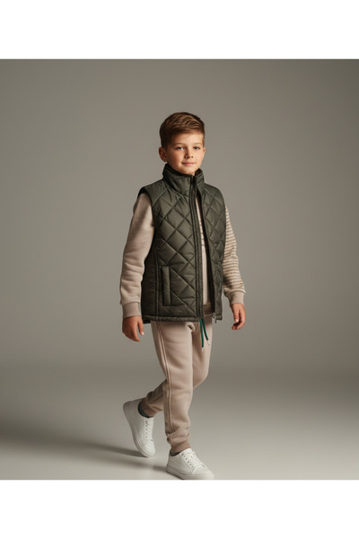 Coolix Set modern pentru băieți, matlasat, set cu vestă cu imprimeu 3 fire, t...