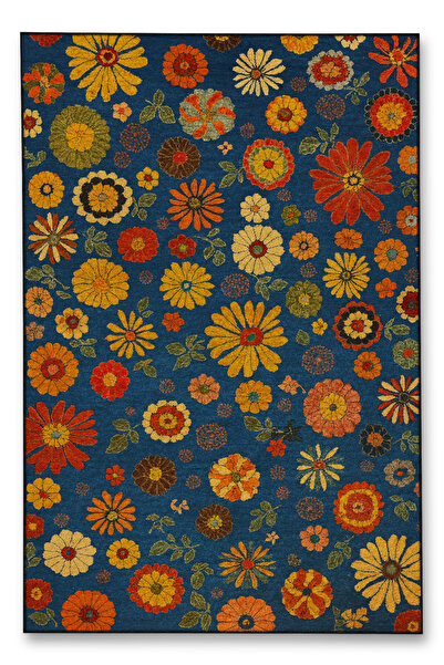 Rugs Modern Halı MOSSO Μοτίβο λουλουδιών με σχέδιο υφαντού βάσης, Vintage δια...