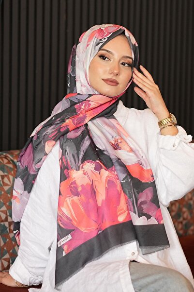 AFVENTE Багатоколірний бавовняний шарф з візерунком троянд