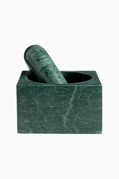 Crate & Barrel Daniel Humm Geneve Yeşil Mermer Havan ve Tokmak, El Kesimi Lüks Mutfak Aksesuarı