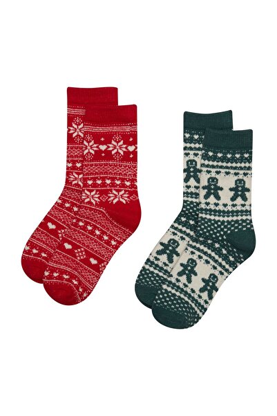 Bloovii Șosete medii pentru femei, set de 2, model de iarnă, de Crăciun, căld...