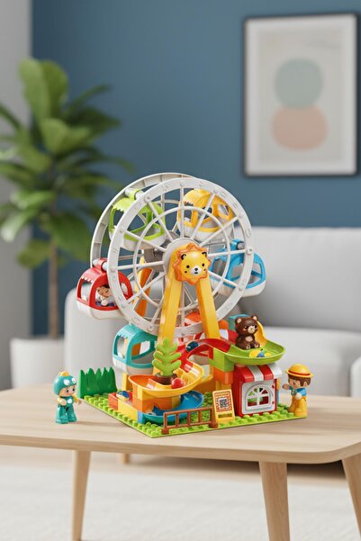 hak-iş oyuncak Ferris Wheel Amusement Park Large Block Set 81 Pieces