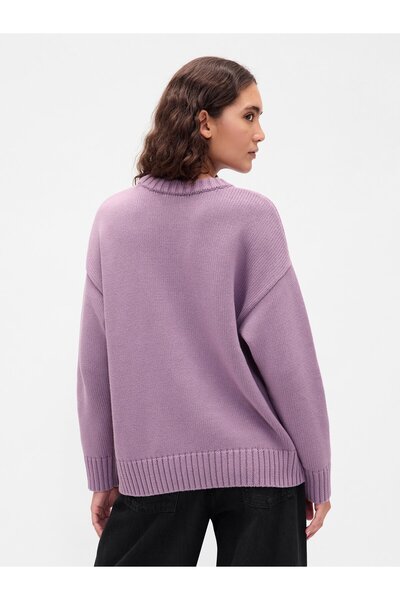 GAP Kadın Mor 100% Pamuk Oversize Kazak