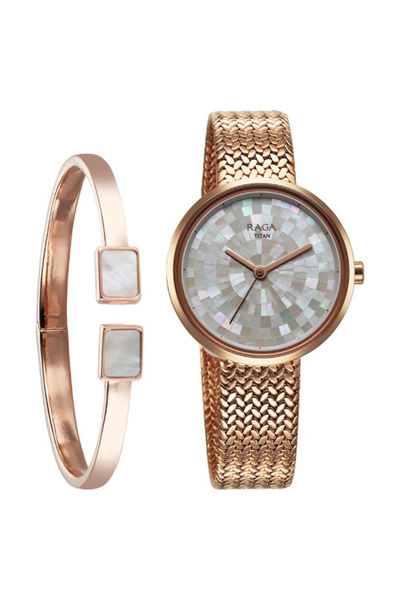 Titan Women's Analog Mother Of Pearl Dial Watch - 95253WM02