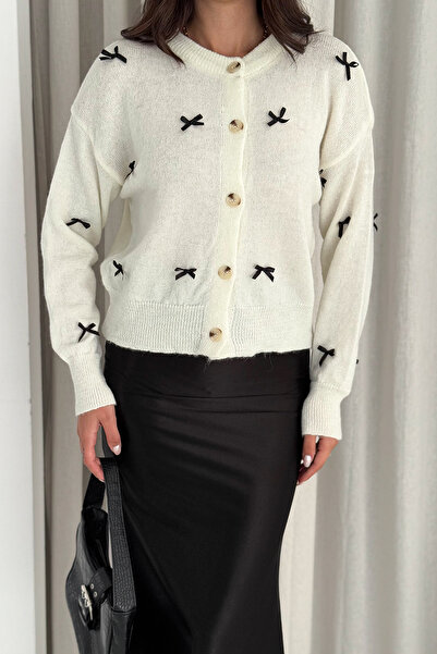 Noa Noa Γυναικεία ζακέτα με κουμπιά με σχέδιο φιόγκου – Κομψό & Παραλληλικό Στιλ