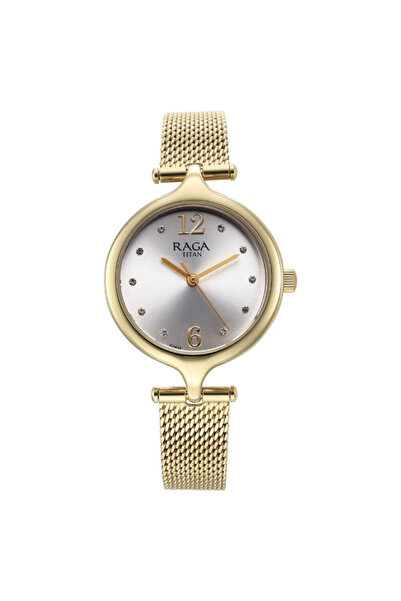 Titan ساعة نسائية تناظرية بمينا فضي - 95268YM01