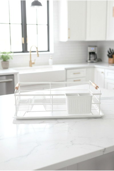 FH finehome Sunny Ahşap Tutamaçlı Tek Katlı Bulaşıklık Beyaz