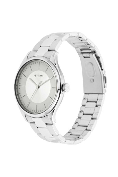 Titan Men's Analog Silver White Dial Watch - 1802SM03