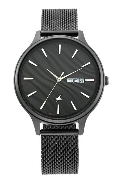 FASTRACK ساعة نسائية أنالوج مع مينا سوداء لعرض اليوم والتاريخ - 6207NM01