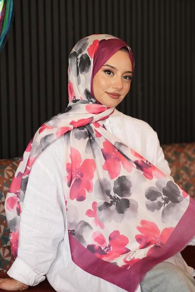 AFVENTE Watercolor Floral Pattern Gray Cotton Shawl